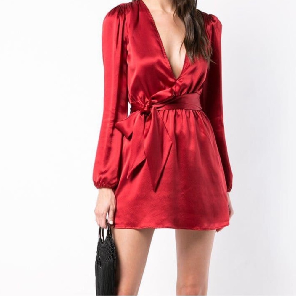 Reformation Red Satin Mini Dress